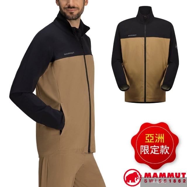 男 Comfort Jacket AF 日系彈性防潑水軟殼外套.夾克.大衣/DWR防潑水/1011-02410-7493 深沙褐/黑