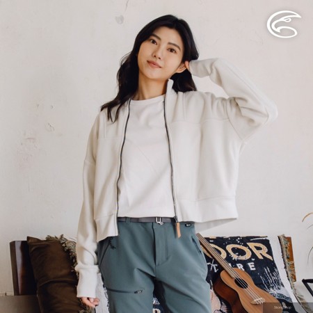 女環保紗針織休閒保暖外套 AJ2421081/迷霧白