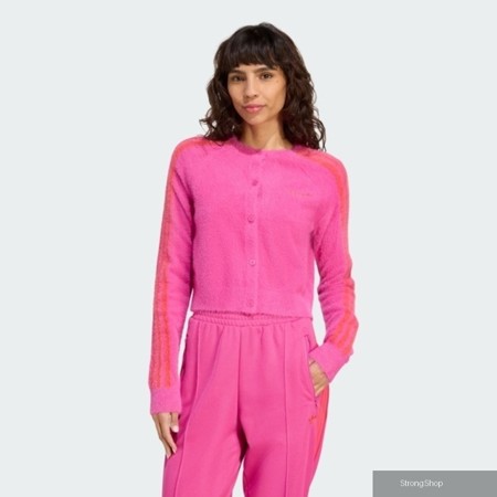 Adidas 愛迪達 Fluffy Cardigan JW3645 女 外套 休閒穿搭 針織外套 保暖 粉紅 亞版