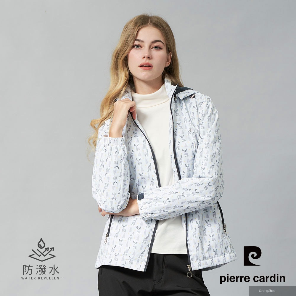 女裝 戶外防風防潑水可拆帽北歐風印花外套-灰色 (6245794-95)