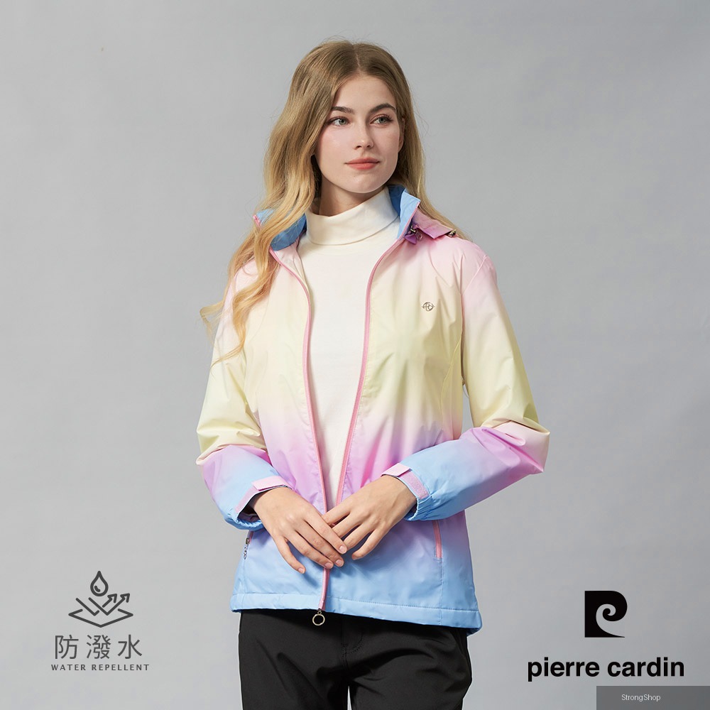 女裝 戶外防風防潑水可拆帽漸層印花外套-淺粉色 (6245795-73)