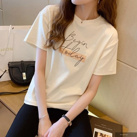 女韓版流行字母短袖T恤上衣(M-2XL /中大尺碼 / 2色)