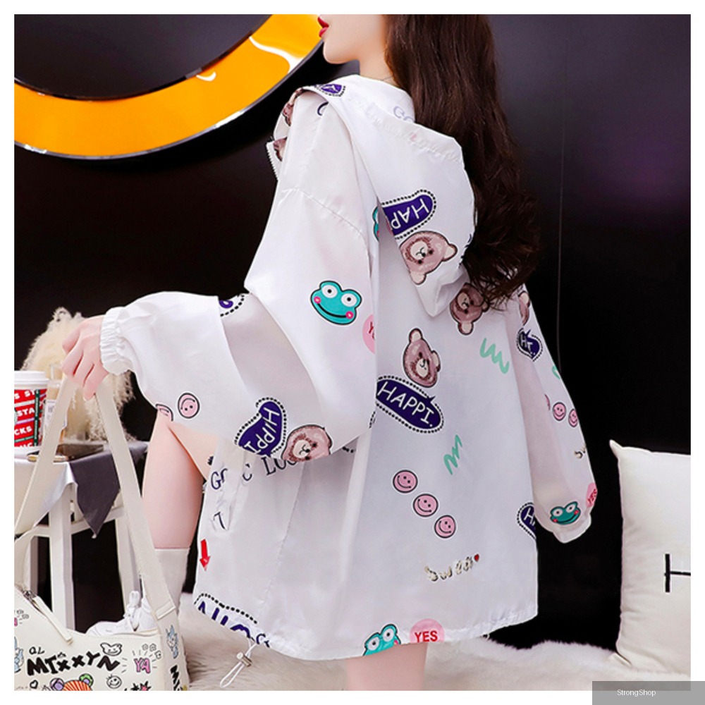 】防曬 涼感 大碼 女裝 冰絲 外套 清爽卡通薄外套 L-5XL