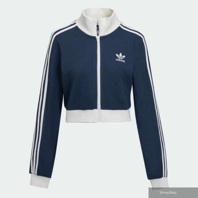 Adidas 愛迪達 Crop Tt KC2646 女 外套/夾克 短版外套 休閒穿搭 深藍 亞版 針織