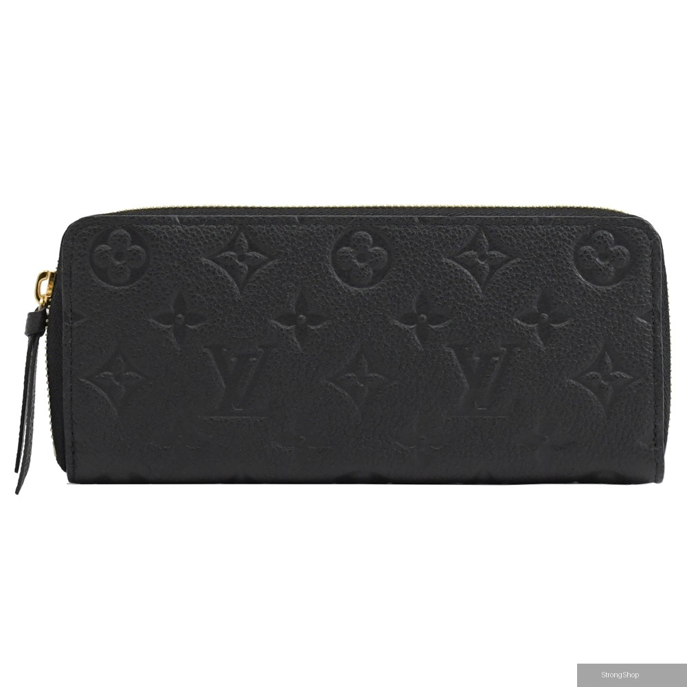 Louis Vuitton LV M60171 Clemence 經典花紋全皮革壓紋拉鍊長夾