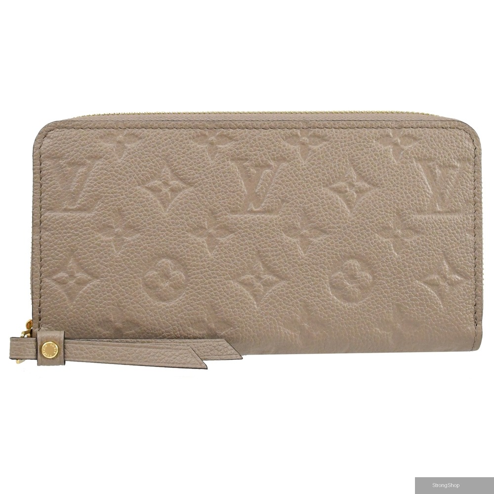 Louis Vuitton LV M69034 經典花紋壓紋小牛皮拉鍊長夾.斑鳩灰