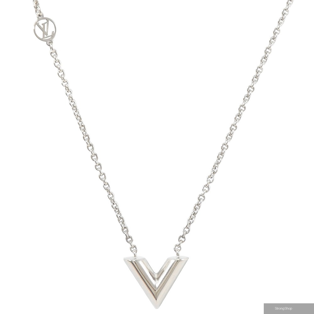 Louis Vuitton LV M63197 Essential V 經典V字LOGO項鍊.銀