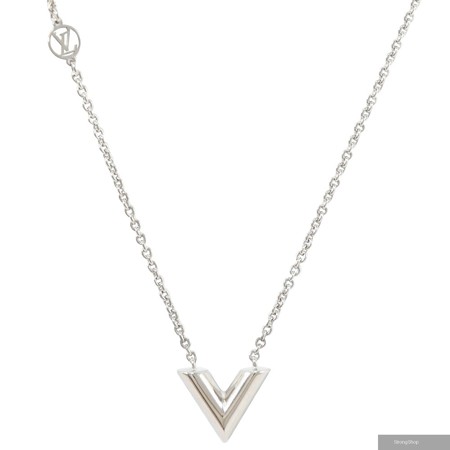 Louis Vuitton LV M63197 Essential V 經典V字LOGO項鍊.銀