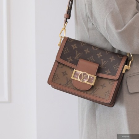 LV MINI DAUPHINE 經典印花撞色拼接迷你翻蓋斜背包 現貨