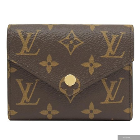 Louis Vuitton LV M62360 Victorine 新版經典花紋扣式零錢短夾.粉