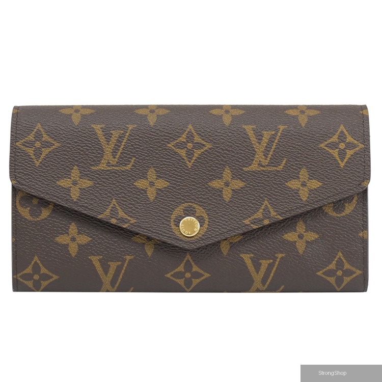 Louis Vuitton LV 新版熱銷款經典花紋扣式長夾.紫紅 現貨