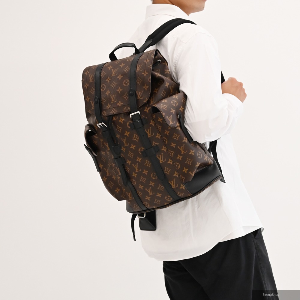 LV M43735 Christopher MM 經典花紋大容量抽繩束口後背包 現貨