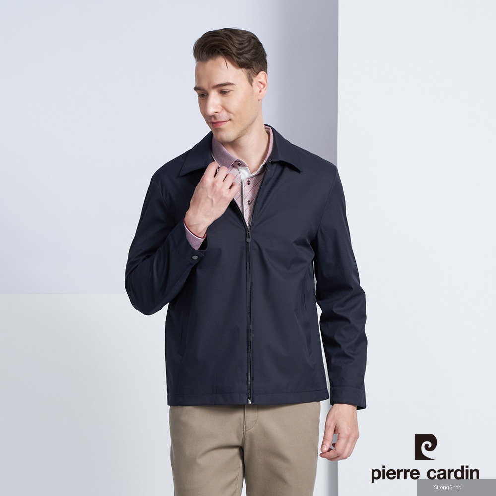 男款 都會休閒翻素色翻領薄夾克外套-丈青色 (5225601-38)