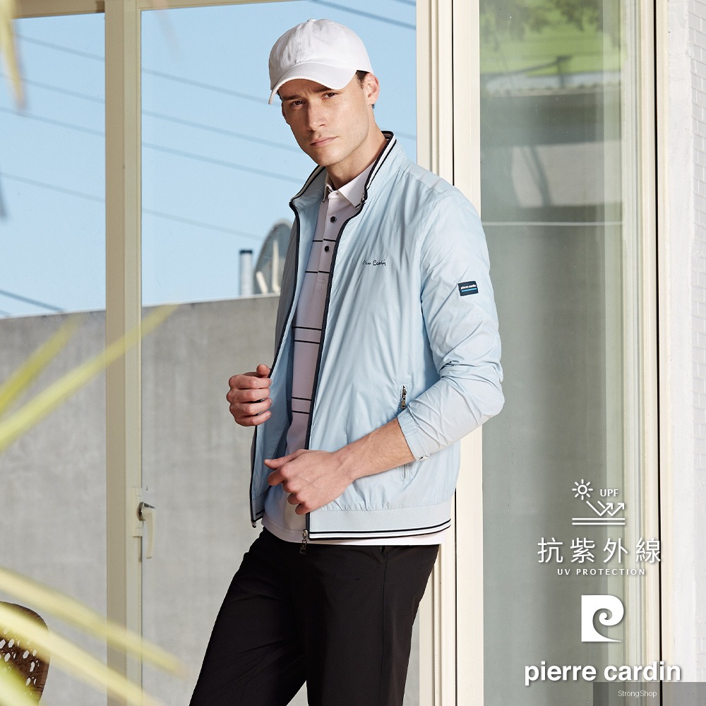 男款 都會休閒素色立領薄夾克外套-天藍色 (5247603-35)
