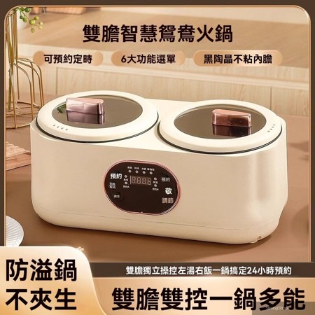 電火鍋 雙膽智慧鴛鴦火鍋 料理鍋 火鍋 電鍋 全自動電飯煲 多功能料理鍋家庭用大容量2L+2L