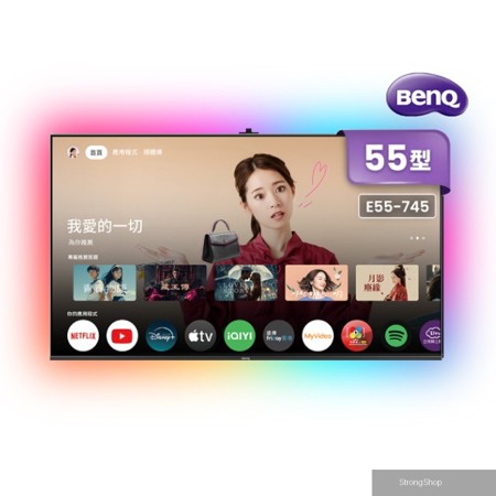 55型4K 120Hz DLG低藍光追劇護眼Google TV連網液晶顯示器 含超薄壁掛架+電視情境燈 (E55-745)