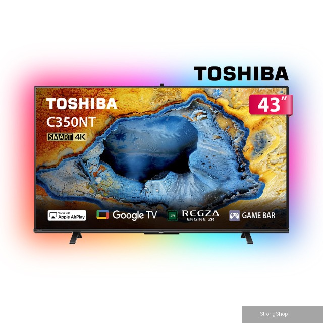 REGZA 43型4K Google TV液晶顯示器 含超薄壁掛架+電視情境燈+九陽316溫控快煮壺 43C350NT