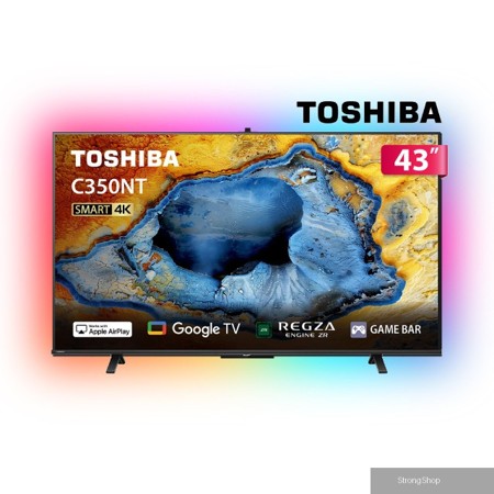 REGZA 43型4K Google TV液晶顯示器 含超薄壁掛架+電視情境燈+九陽316溫控快煮壺 43C350NT