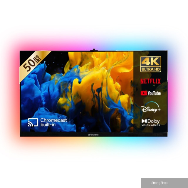 50型4K GoogleTV 低音砲雙杜比智慧聯網音響顯示器 含超薄壁掛架+電視情境燈 (SUTV-G50110)