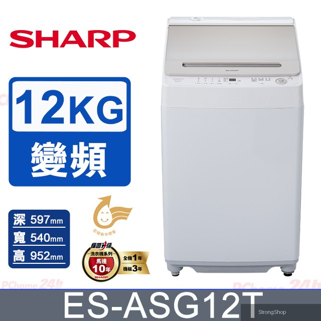 12公斤無孔槽變頻直立洗衣機ES-ASG12T