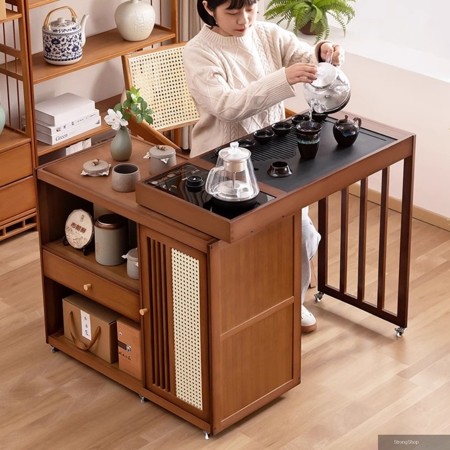 【伊達】桌子 移動茶桌 茶水櫃 家用放陽臺泡茶桌茶臺 一體茶幾桌子喝茶全套桌 定制款