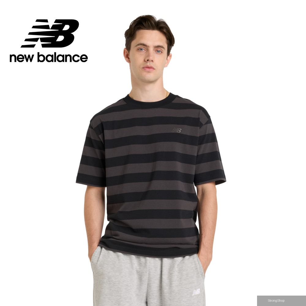 [New Balance]條紋短袖上衣_男性_黑色_MT51524BK