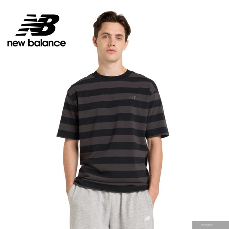 [New Balance]條紋短袖上衣_男性_黑色_MT51524BK