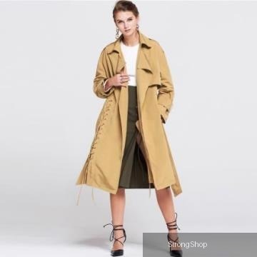 【南紡購物中心】 《 時尚女裝》簡約歐風 飄逸感側綁帶風衣外套