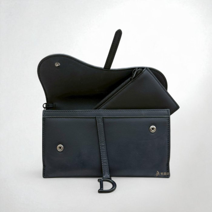 喬萱名品 12 JA1905 Dior包包 黑色霧面小牛皮馬鞍SADDLE長型黑鍊woc (桃園店)