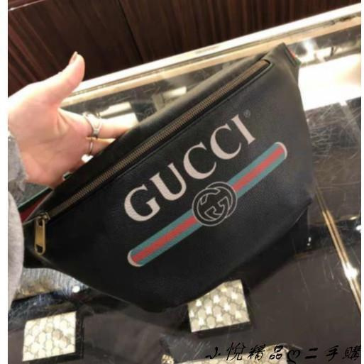 嚴選精品二手旗艦店 19 GUCCI 493869 腰包 黑色 牛皮 綠紅綠 WEB 楊冪 胸口包 530412 現