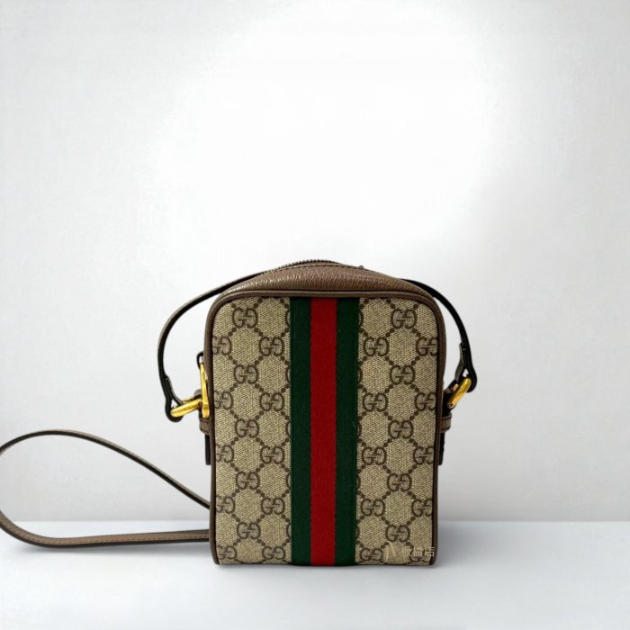 喬萱名品 12 JS0568 GUCCI包包 老花拼咖啡色皮革OPHIDIA日字小側背包598127 (板橋店)