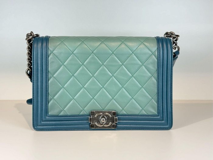 台灣福寶精品 1004 香奈兒 Chanel Boy 28 鏈條包 肩背包 拼色款
