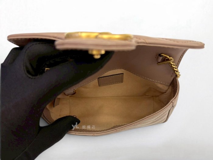 遠麗精品 132 S5502 GUCCI包包 Mormont迷你裸色鍊條包476433 (板橋府中店)
