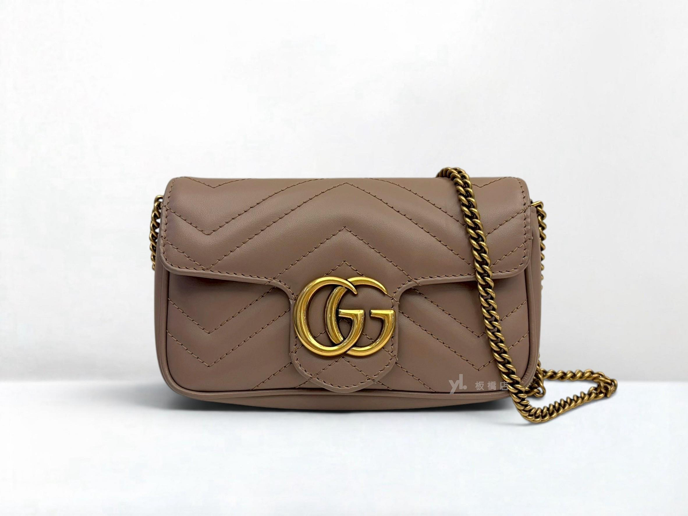 遠麗精品 132 S5502 GUCCI包包 Mormont迷你裸色鍊條包476433 (板橋府中店)