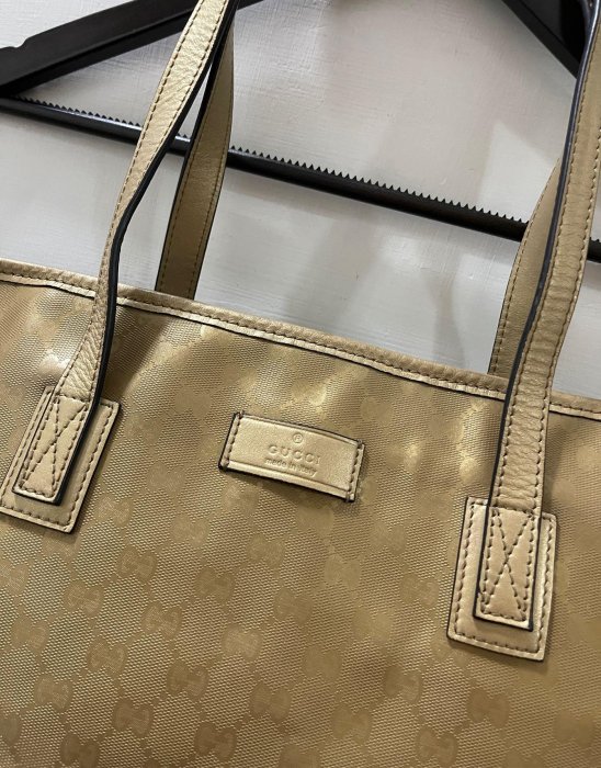 Y6996377655 457 Gucci 金色雙G緹花防水PVC拉鍊大托特包