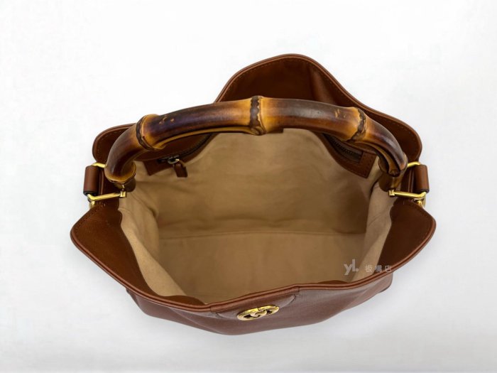 遠麗精品 132 S5413 GUCCI包包 Diana中號棕色牛皮竹節包746124 (板橋府中店)