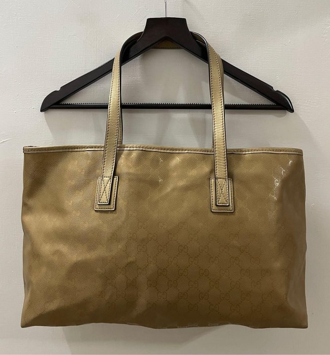 Y6996377655 457 Gucci 金色雙G緹花防水PVC拉鍊大托特包